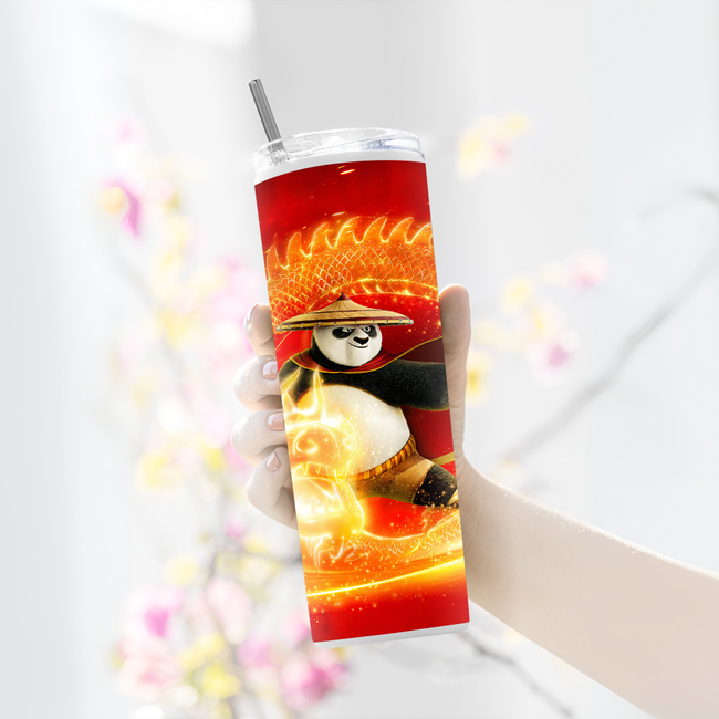 "DRAGON WARRIOR - KUNG FU PANDA" Tumbler with Metal Straw