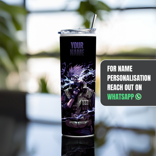 "KAKASHI HATAKE NEON" Tumbler with Metal Straw