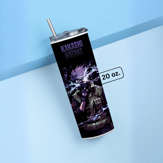 "KAKASHI HATAKE NEON" Tumbler with Metal Straw