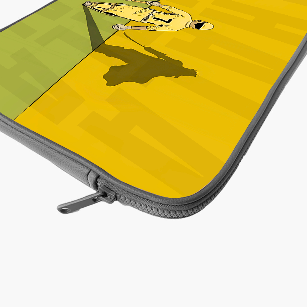 "DHONI YELLOW WARRIOR - CRICKET FANBASE" -Laptop Sleeves:Bold Modern Design for Every Size