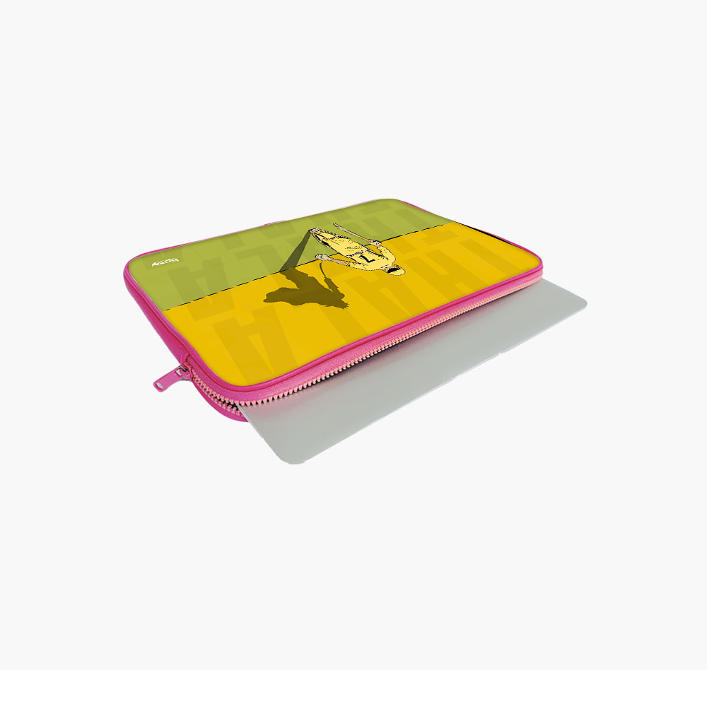 "DHONI YELLOW WARRIOR - CRICKET FANBASE" -Laptop Sleeves:Bold Modern Design for Every Size
