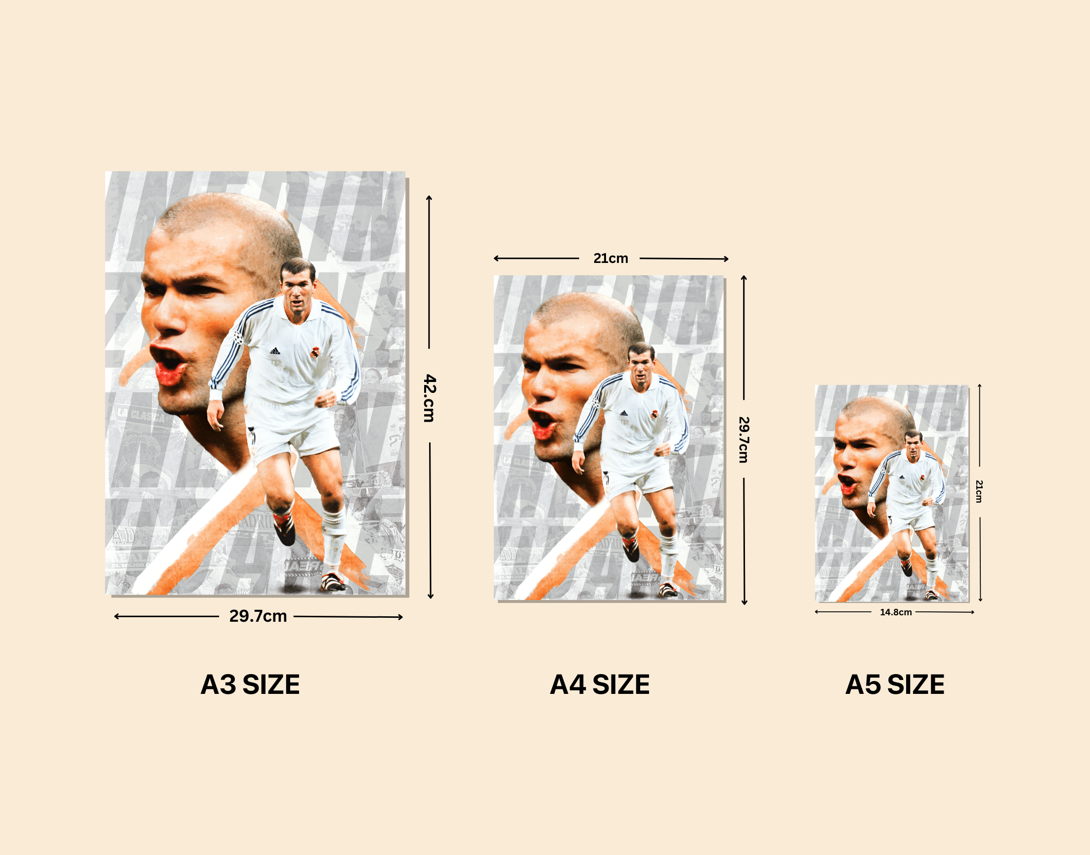 "Zinedine Zidane: Real Madrid"- Shiny & Sturdy Metallic Poster Art That Pops & Sticks