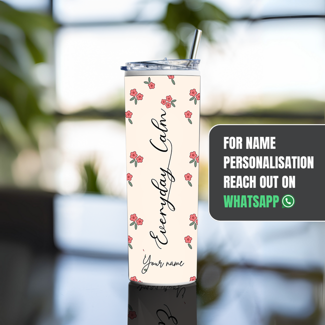 "SEAMLESS FLORAL PATTERN" Tumbler with Metal Straw
