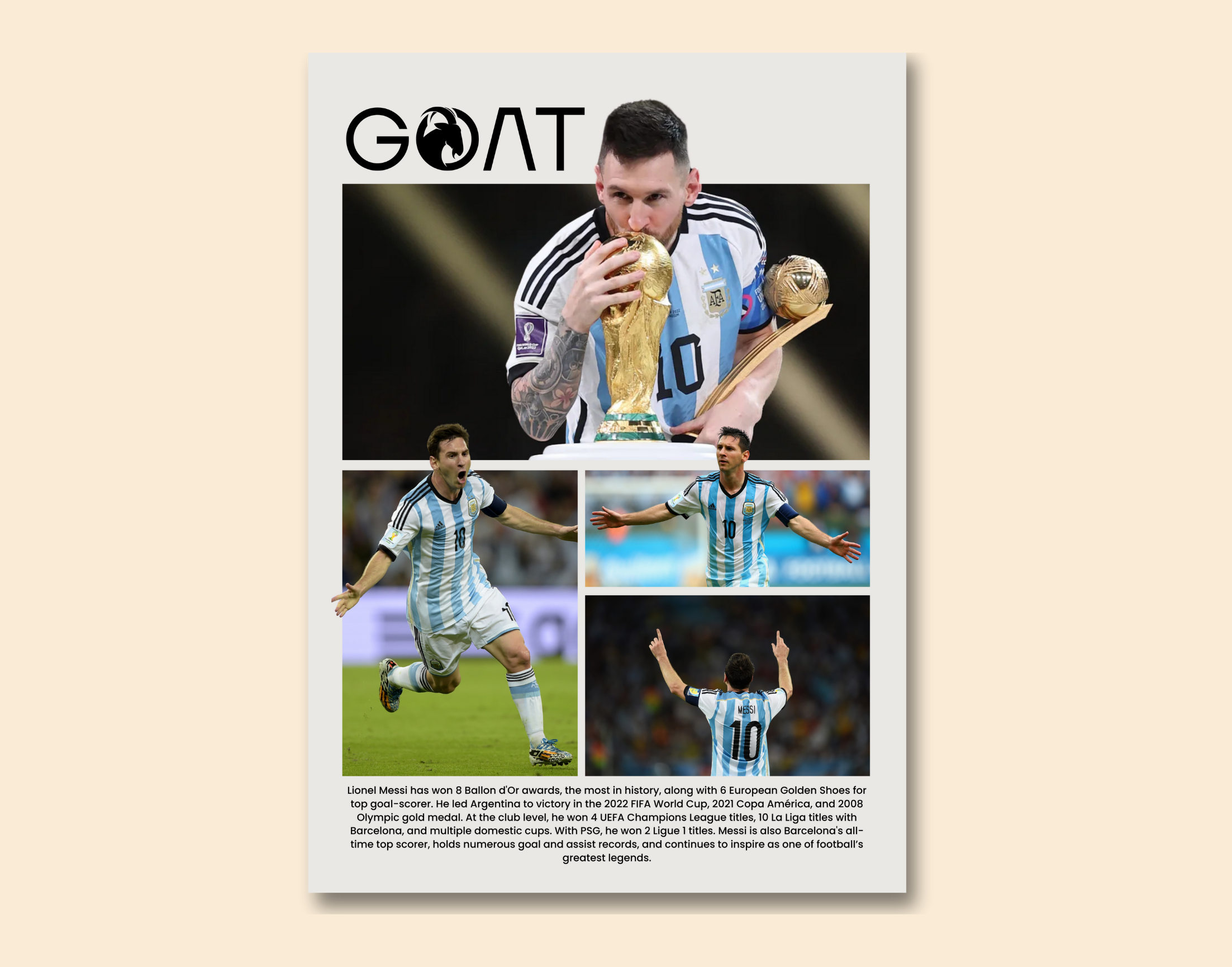 "MESSI: WORLD CUP"- Shiny & Sturdy Metallic Poster Art That Pops & Sticks