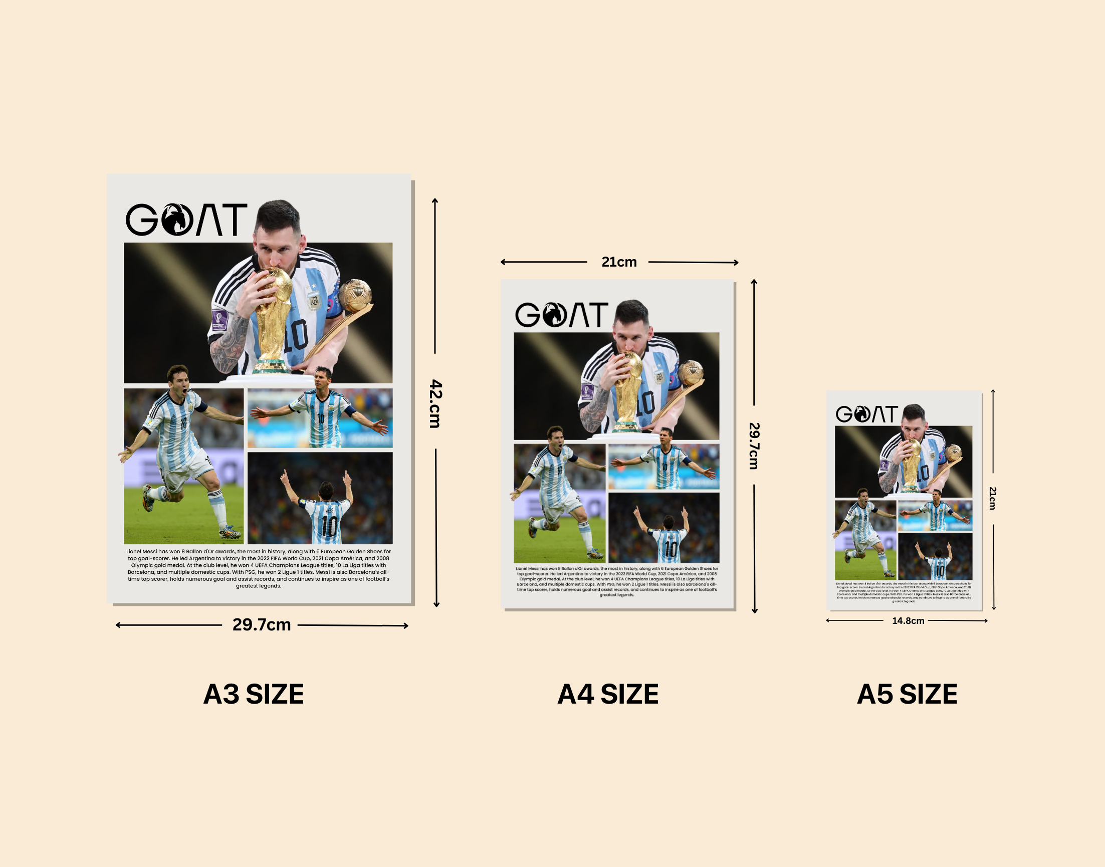 "MESSI: WORLD CUP"- Shiny & Sturdy Metallic Poster Art That Pops & Sticks