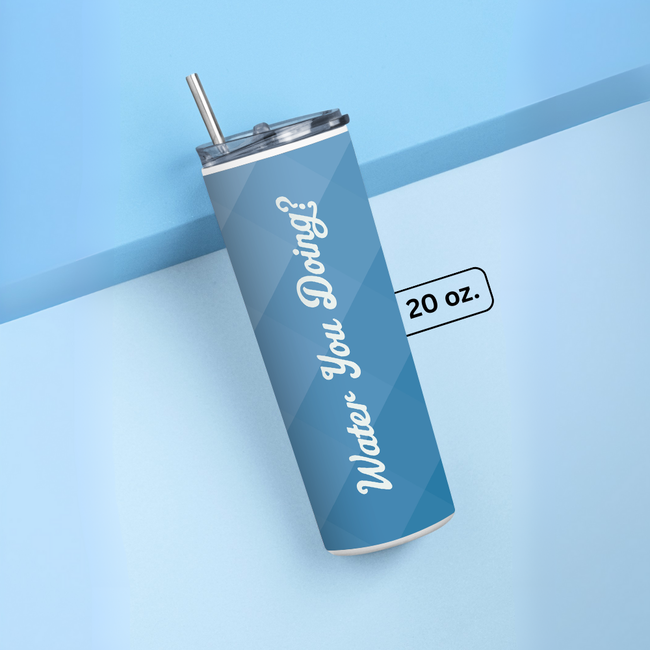 "BLUE DIAMOND PATTERN" Tumbler with Metal Straw