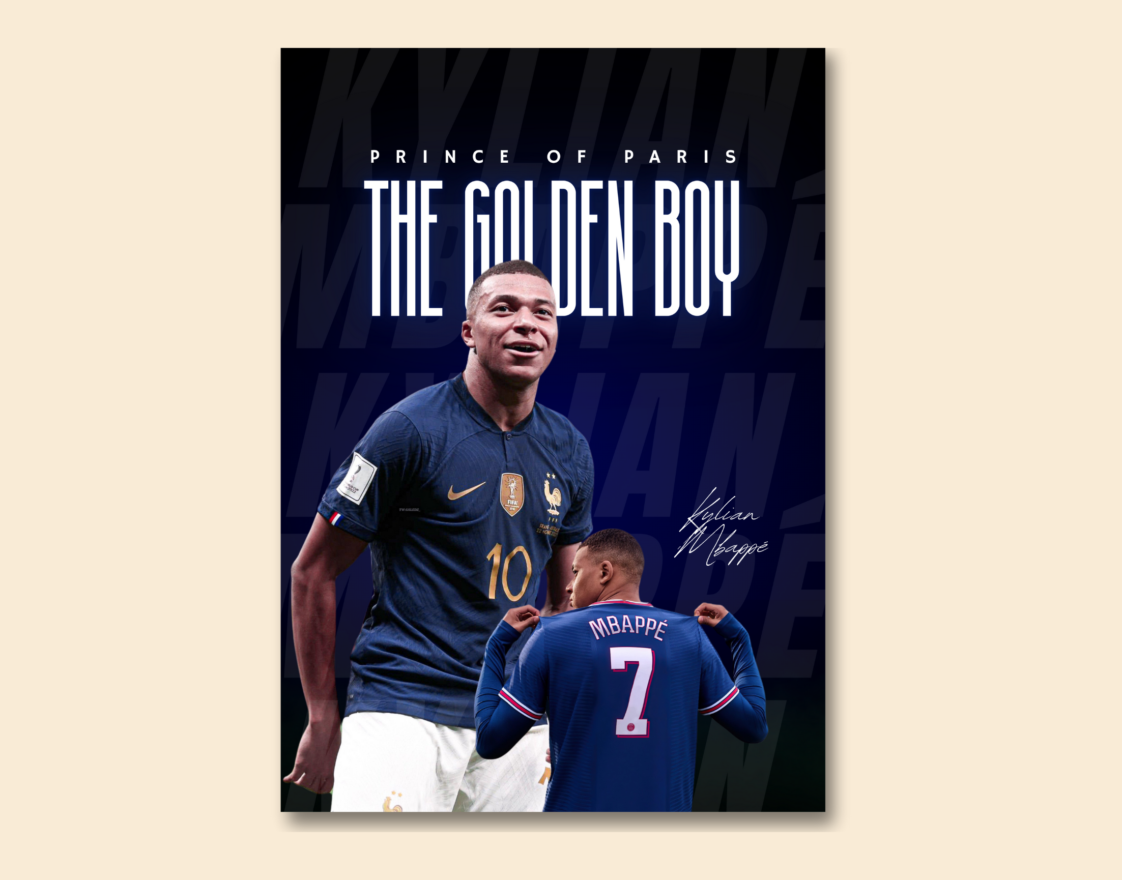 "Kylian Mbappé: GOLDEN BOY"- Shiny & Sturdy Metallic Poster Art That Pops & Sticks