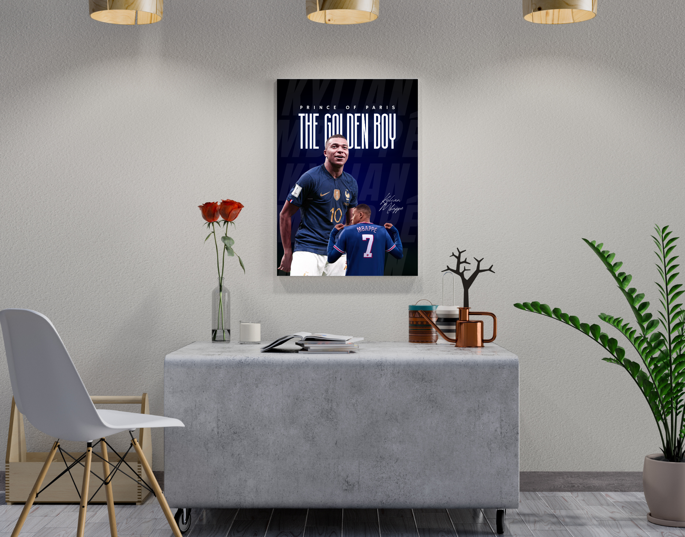 "Kylian Mbappé: GOLDEN BOY"- Shiny & Sturdy Metallic Poster Art That Pops & Sticks