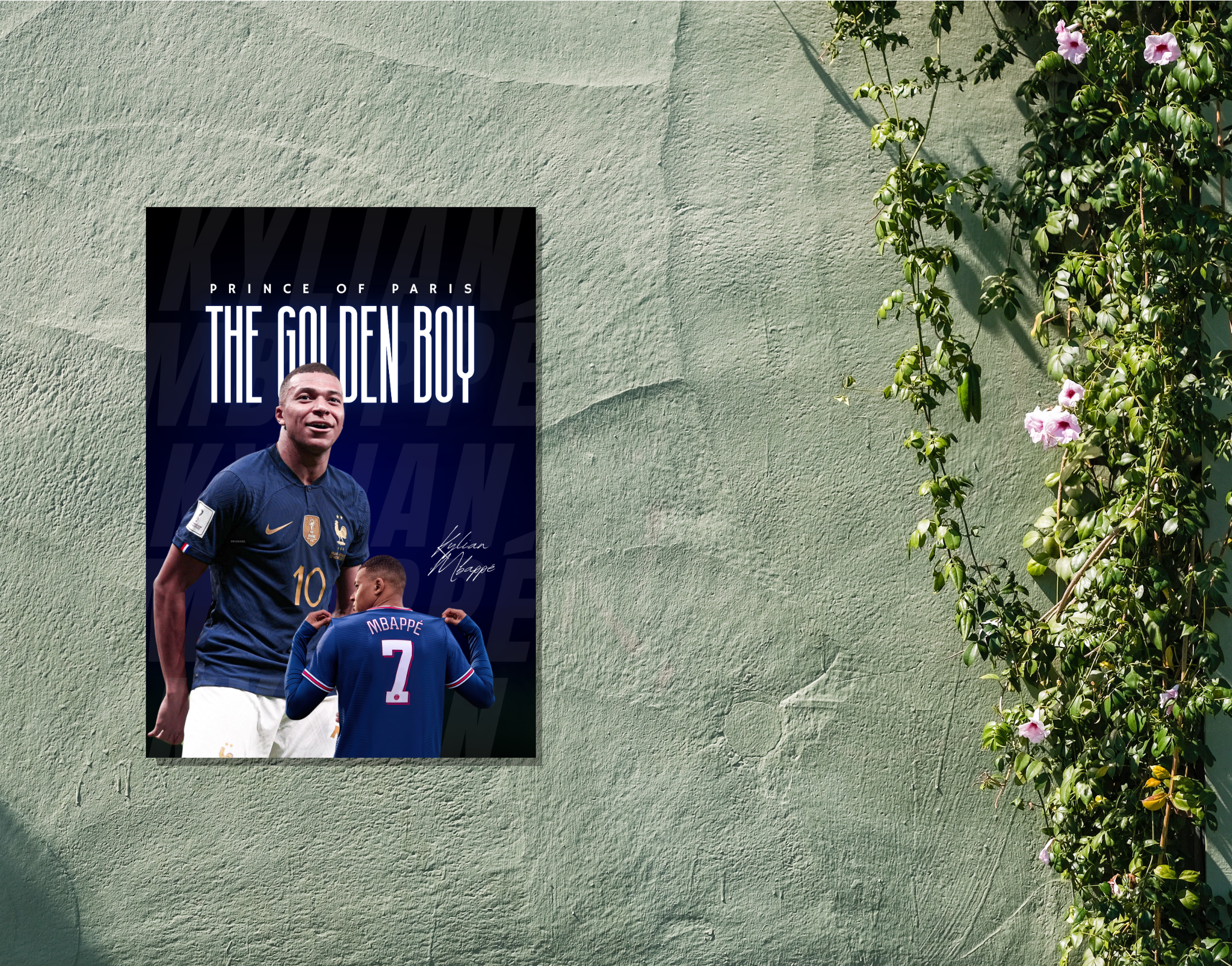 "Kylian Mbappé: GOLDEN BOY"- Shiny & Sturdy Metallic Poster Art That Pops & Sticks