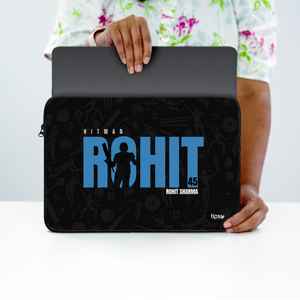 "ROHIT SHARMA - CRICKET FANDOM" -Laptop Sleeves:Bold Modern Design for Every Size