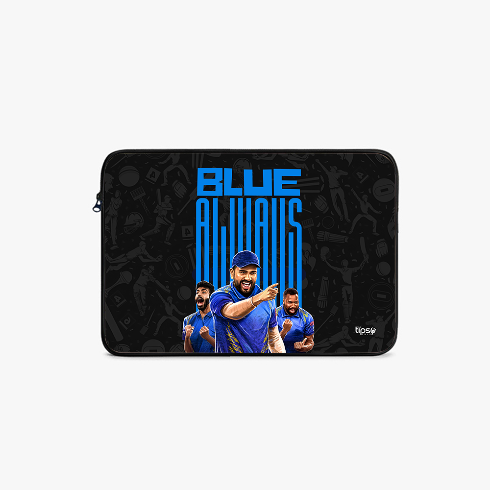 "ALWAYS BLUE - CRICKET FANBASE " -Laptop Sleeves:Bold Modern Design for Every Size