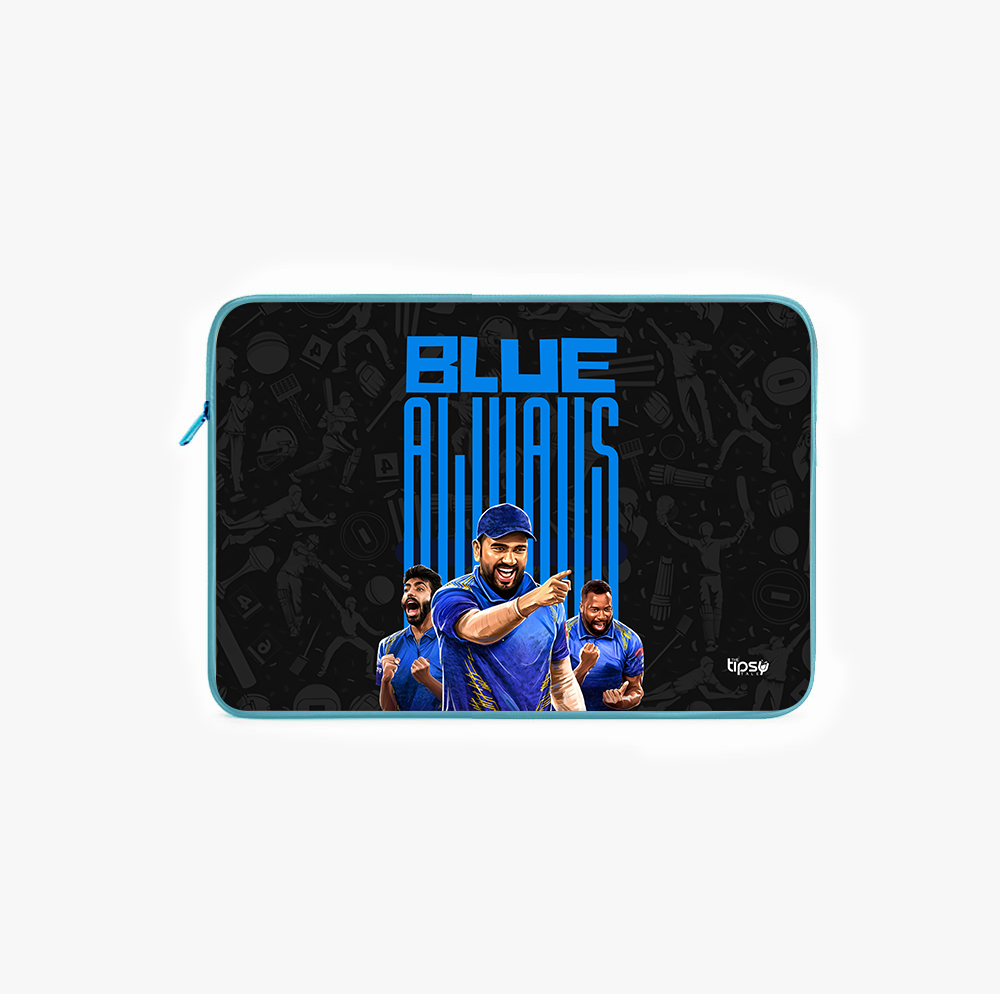 "ALWAYS BLUE - CRICKET FANBASE " -Laptop Sleeves:Bold Modern Design for Every Size