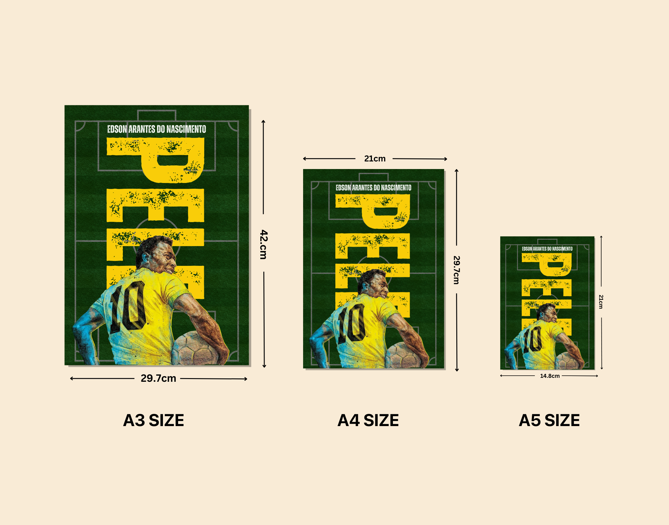 "Pele: Brazil"- Shiny & Sturdy Metallic Poster Art That Pops & Sticks