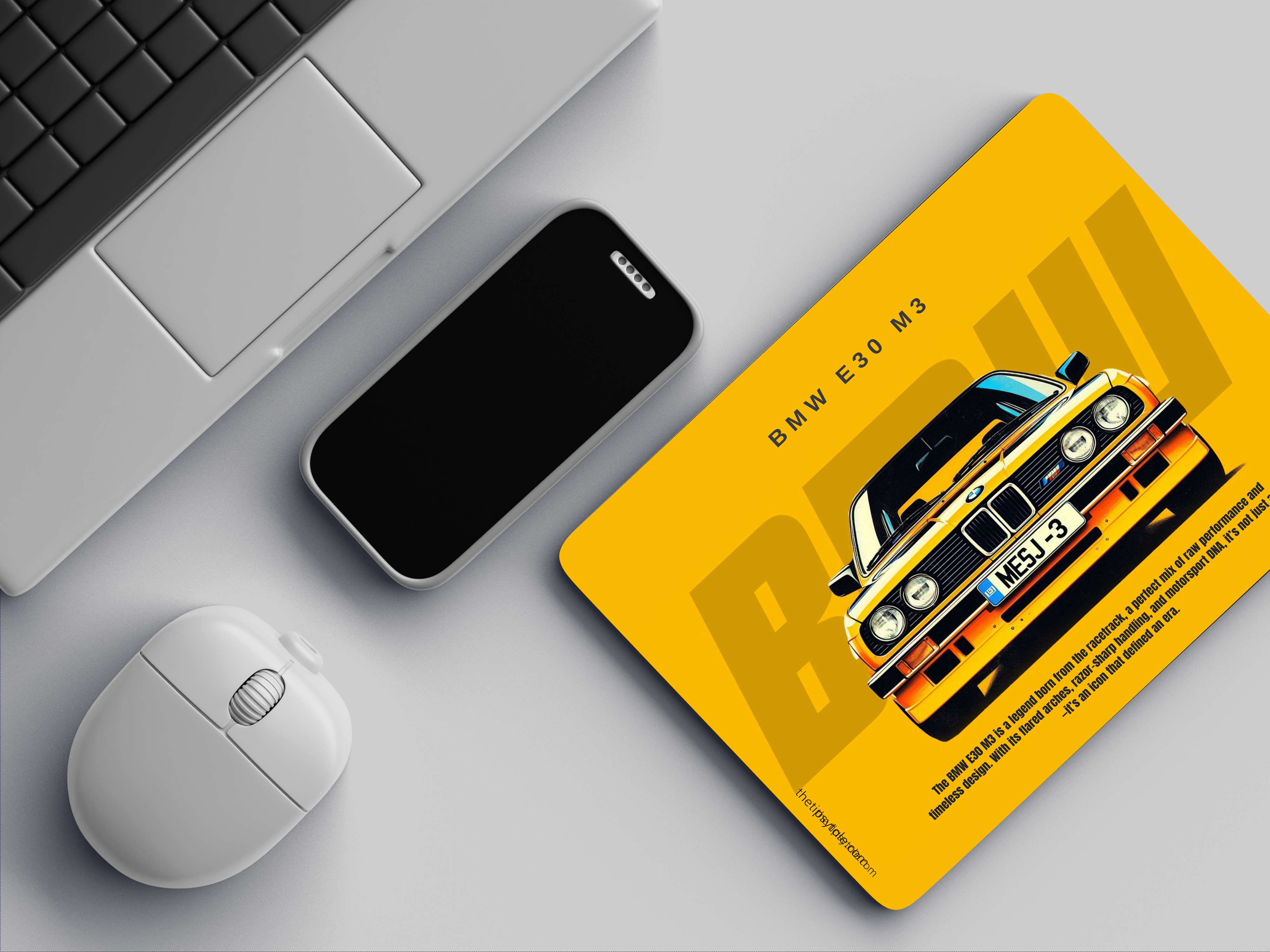 "BMW E30 M3 - CORNER KING" Mousepad Enhance Your Workspace with Style