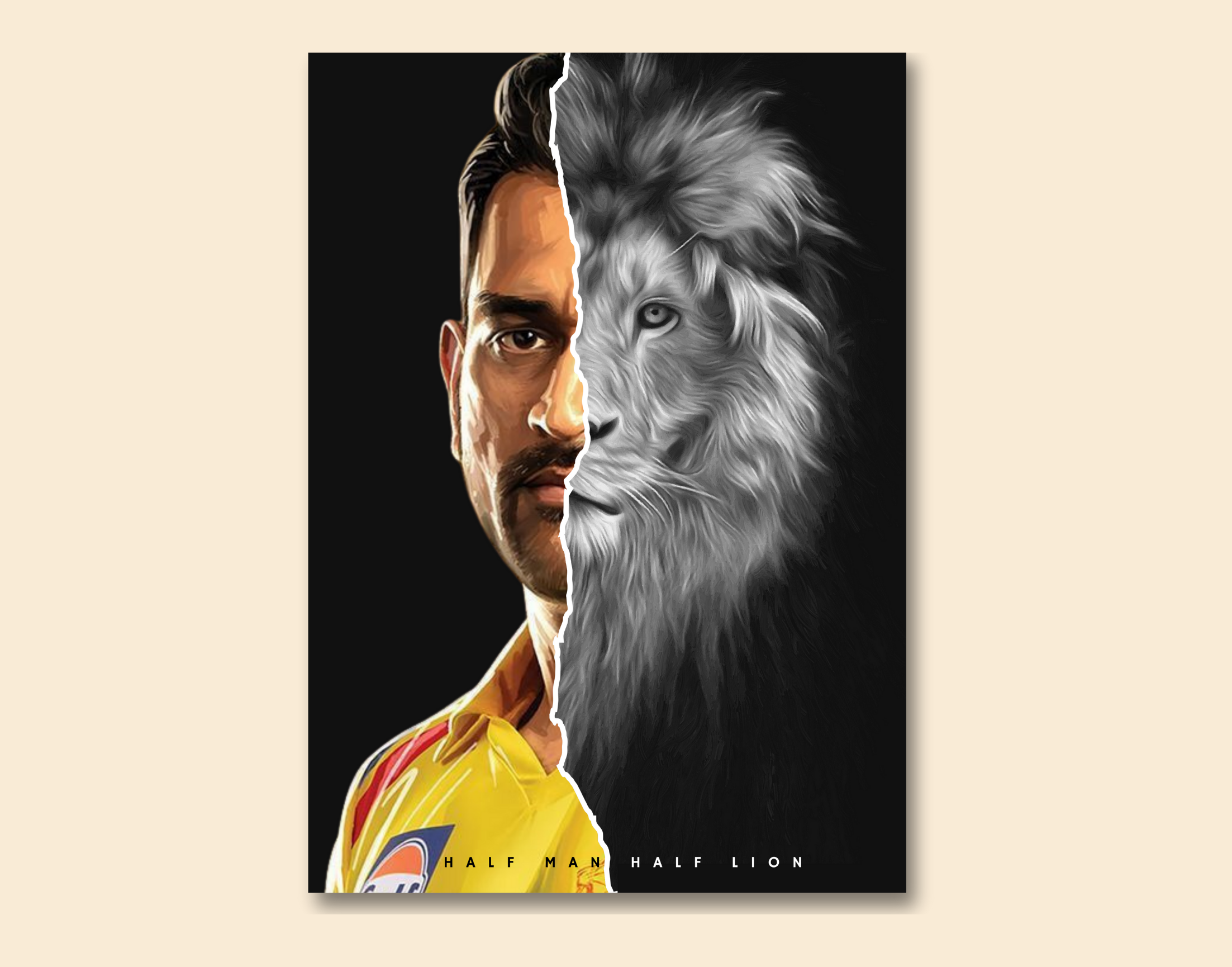 "M.S.Dhoni- The Lion"- Shiny & Sturdy Metallic Poster Art That Pops & Sticks