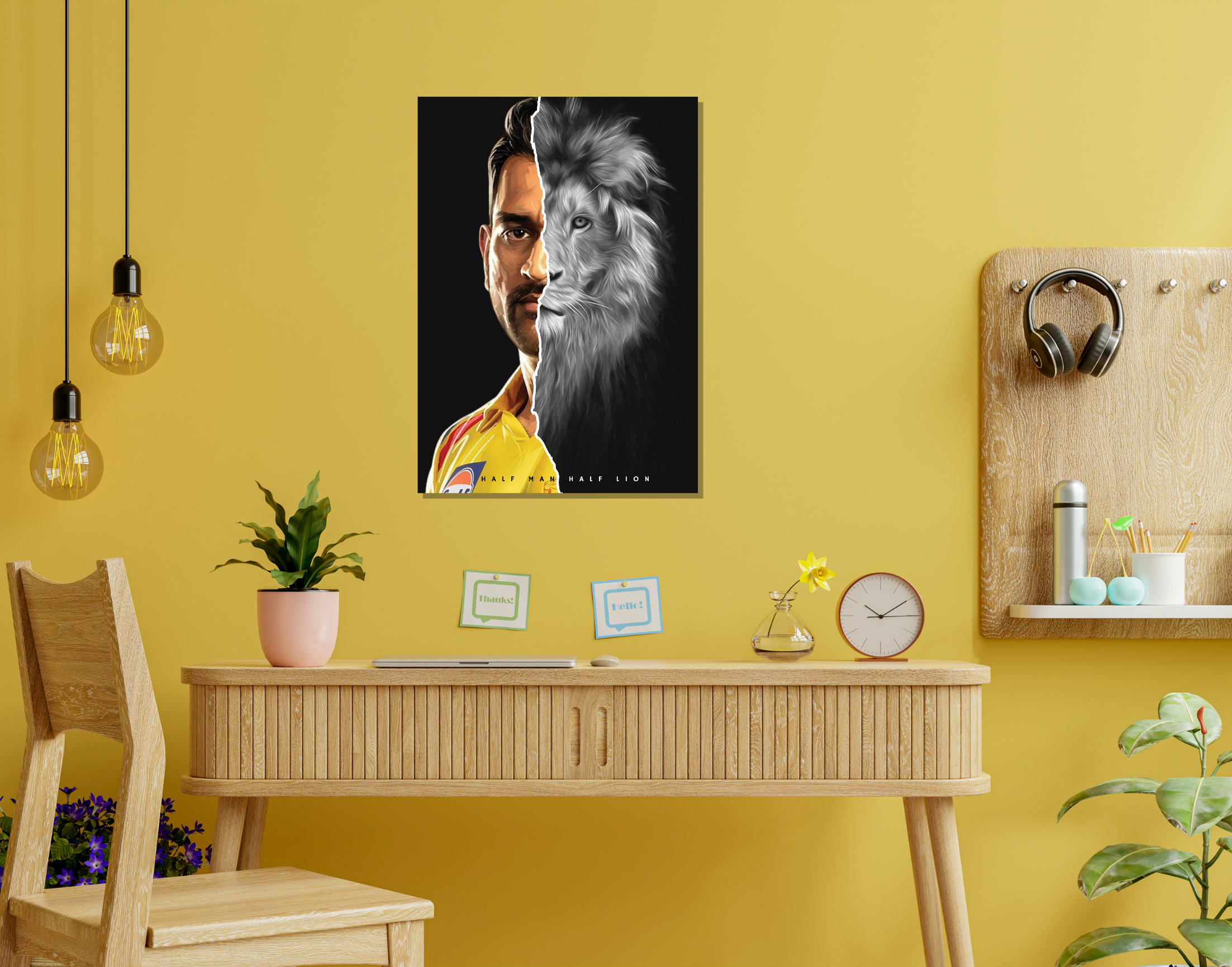 "M.S.Dhoni- The Lion"- Shiny & Sturdy Metallic Poster Art That Pops & Sticks