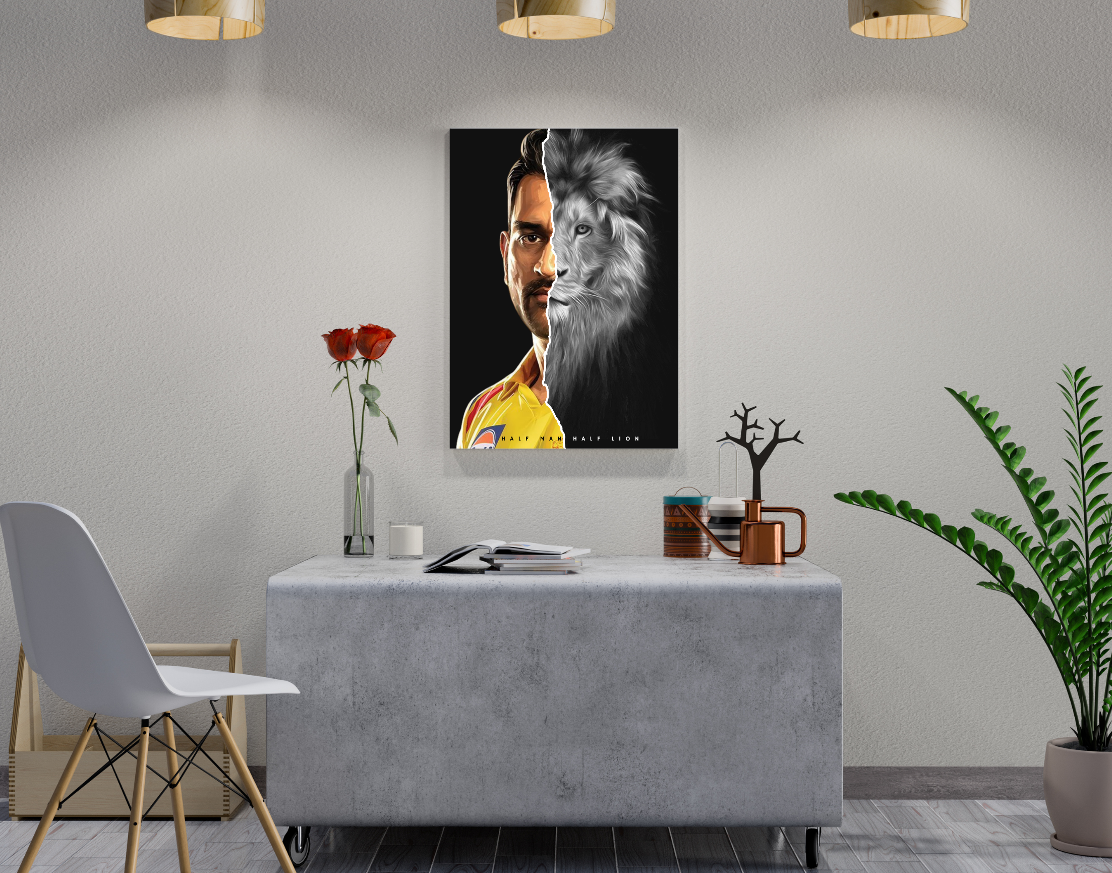 "M.S.Dhoni- The Lion"- Shiny & Sturdy Metallic Poster Art That Pops & Sticks