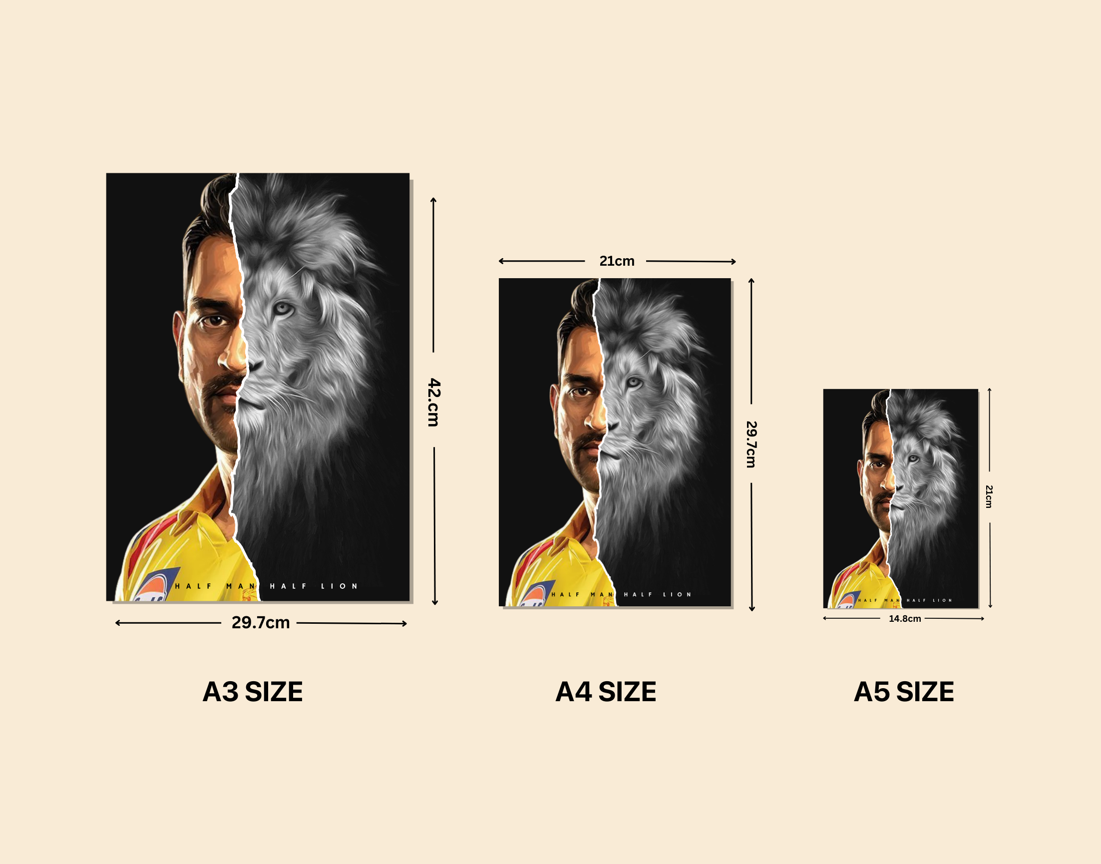 "M.S.Dhoni- The Lion"- Shiny & Sturdy Metallic Poster Art That Pops & Sticks