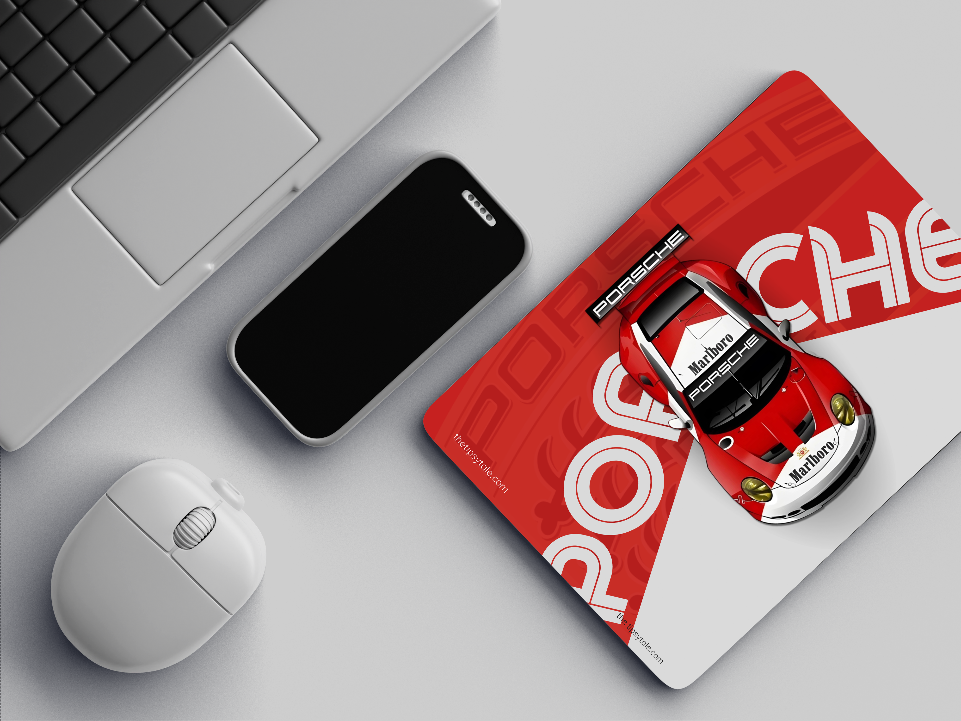 "PORSCHE 911 RSR - BORN TO RACE" Mousepad Enhance Your Workspace with Style