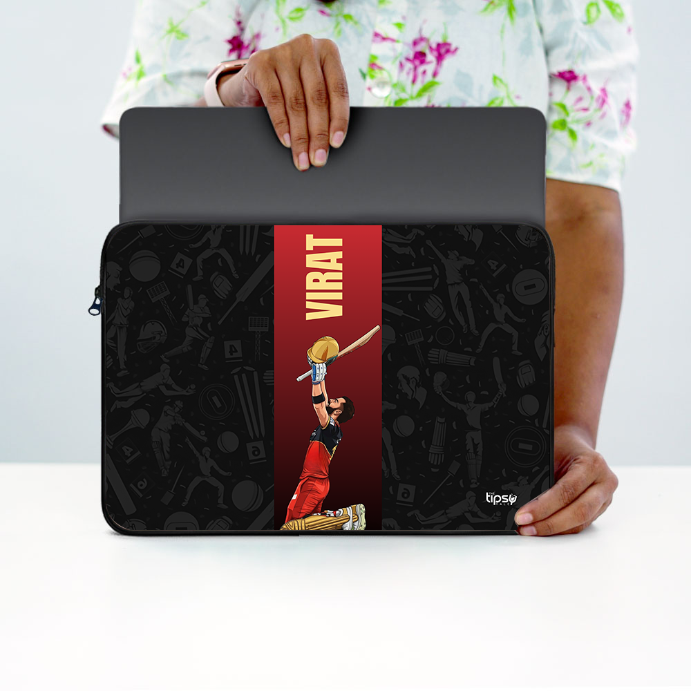 "VIRAT 18 - CRICKET FANDOM" -Laptop Sleeves:Bold Modern Design for Every Size