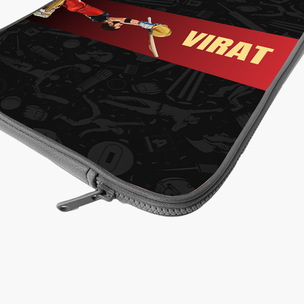 "VIRAT 18 - CRICKET FANDOM" -Laptop Sleeves:Bold Modern Design for Every Size