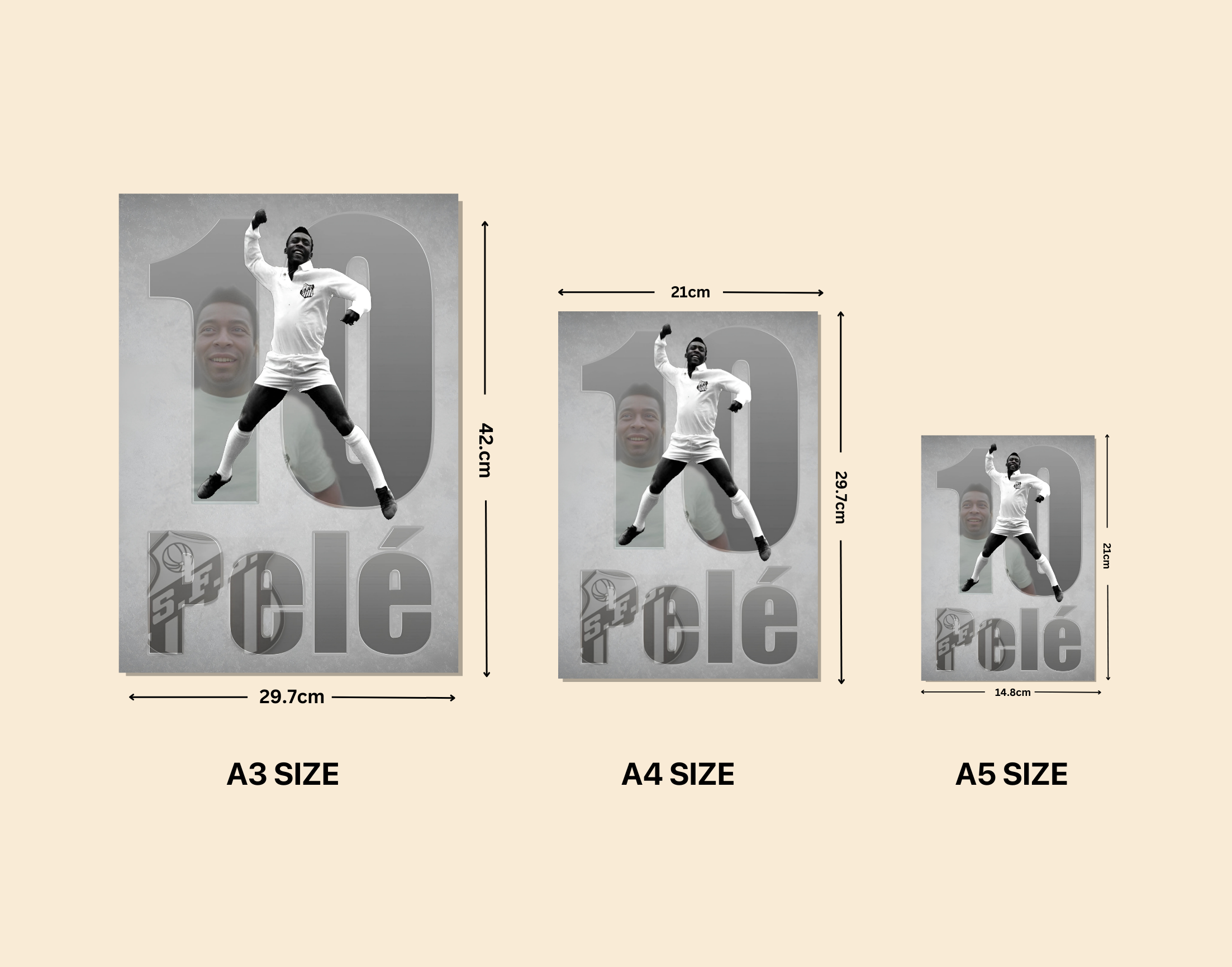 "Pele: The #10"- Shiny & Sturdy Metallic Poster Art That Pops & Sticks