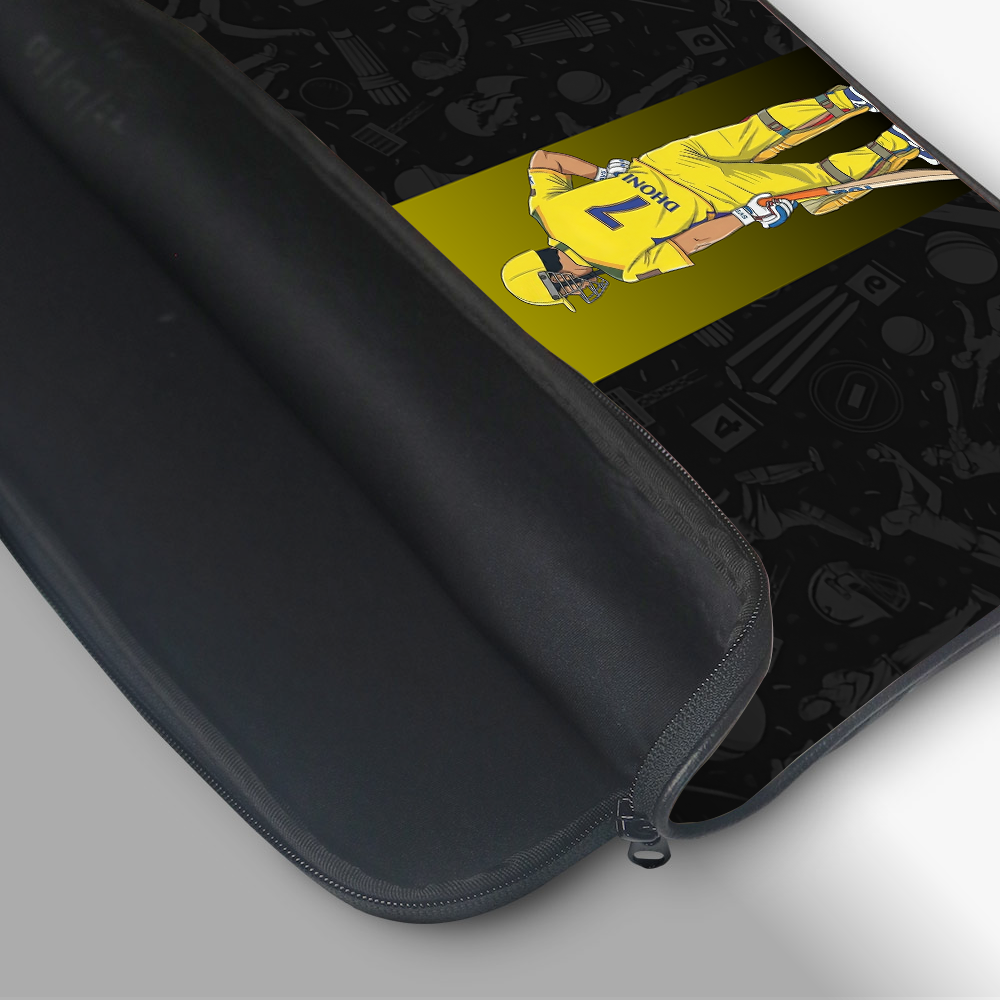 "DHONI 07 - CRICKET FANDOM" -Laptop Sleeves:Bold Modern Design for Every Size
