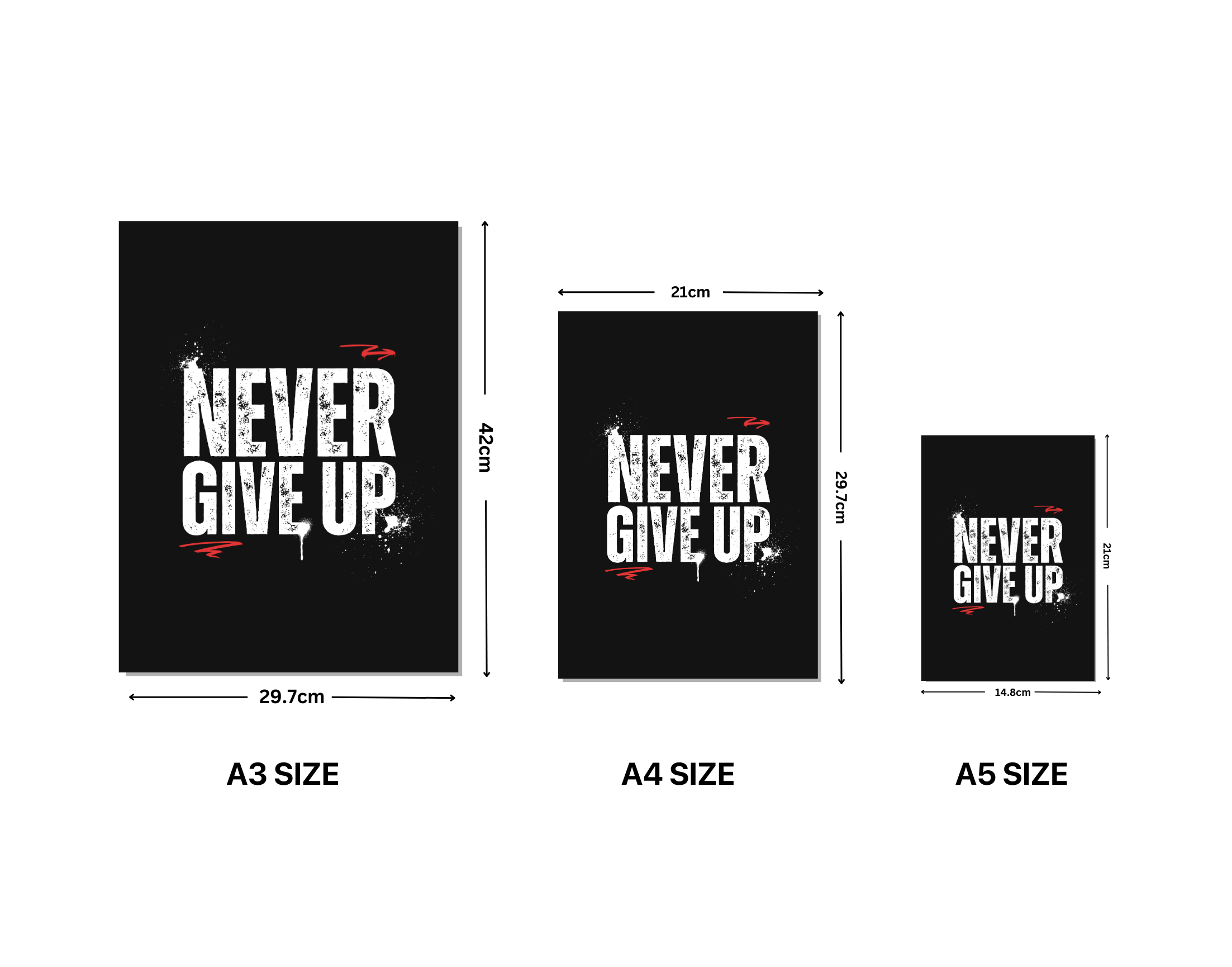 "NEVER GIVE UP"- Shiny & Sturdy Metallic Poster Art That Pops & Sticks (Literally!)