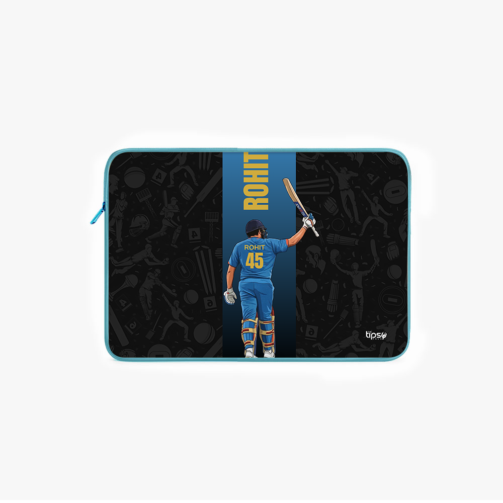 "ROHIT 45 - CRICKET FANDOM" -Laptop Sleeves:Bold Modern Design for Every Size
