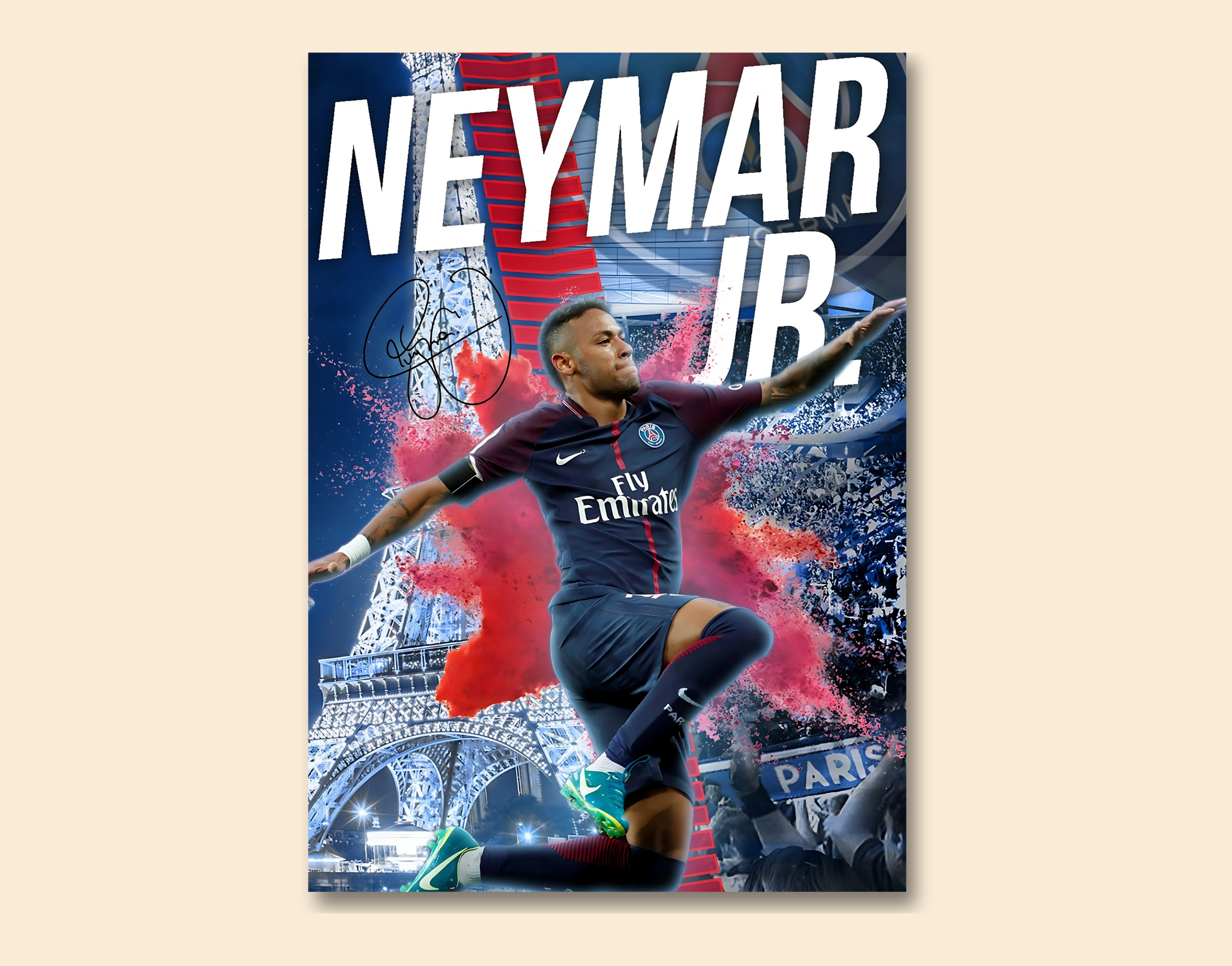 "Neymar JR: PSG"- Shiny & Sturdy Metallic Poster Art That Pops & Sticks