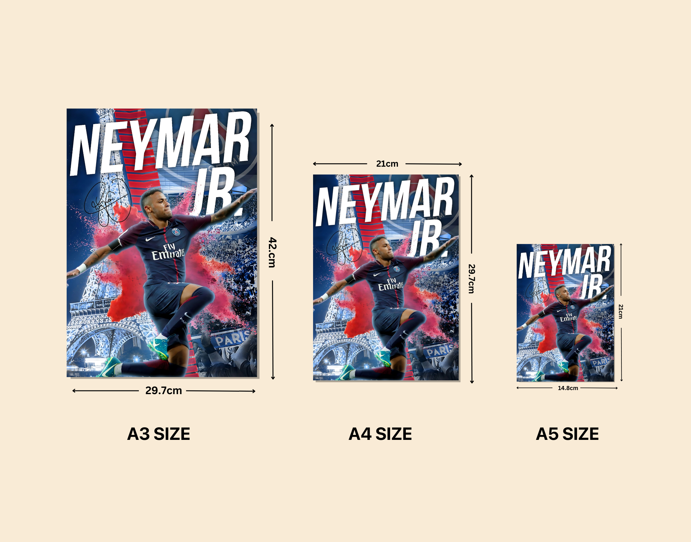 "Neymar JR: PSG"- Shiny & Sturdy Metallic Poster Art That Pops & Sticks