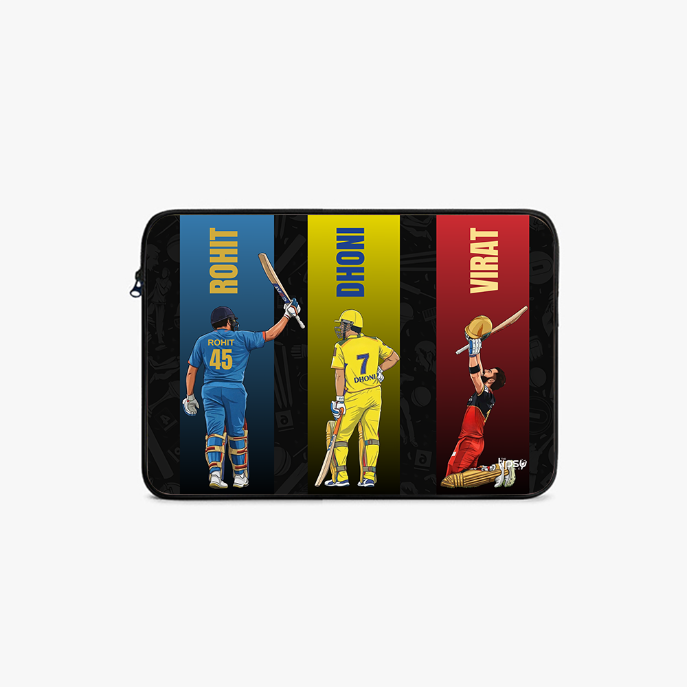 "3 LEGENDS - CRICKET FANDOM " -Laptop Sleeves:Bold Modern Design for Every Size
