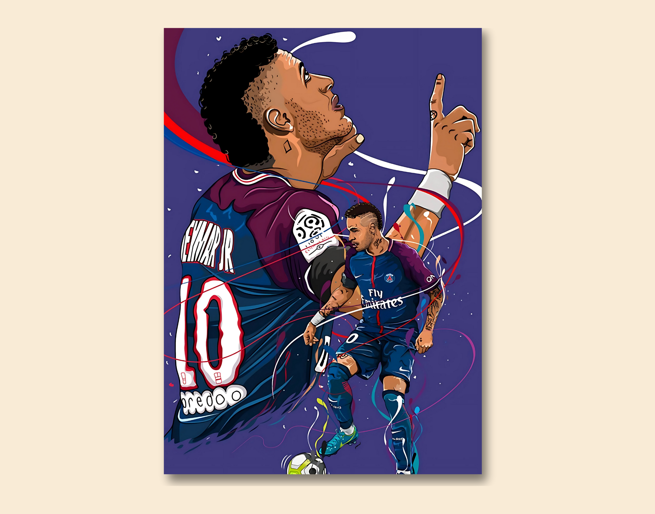 "Neymar JR: PSG 10"- Shiny & Sturdy Metallic Poster Art That Pops & Sticks