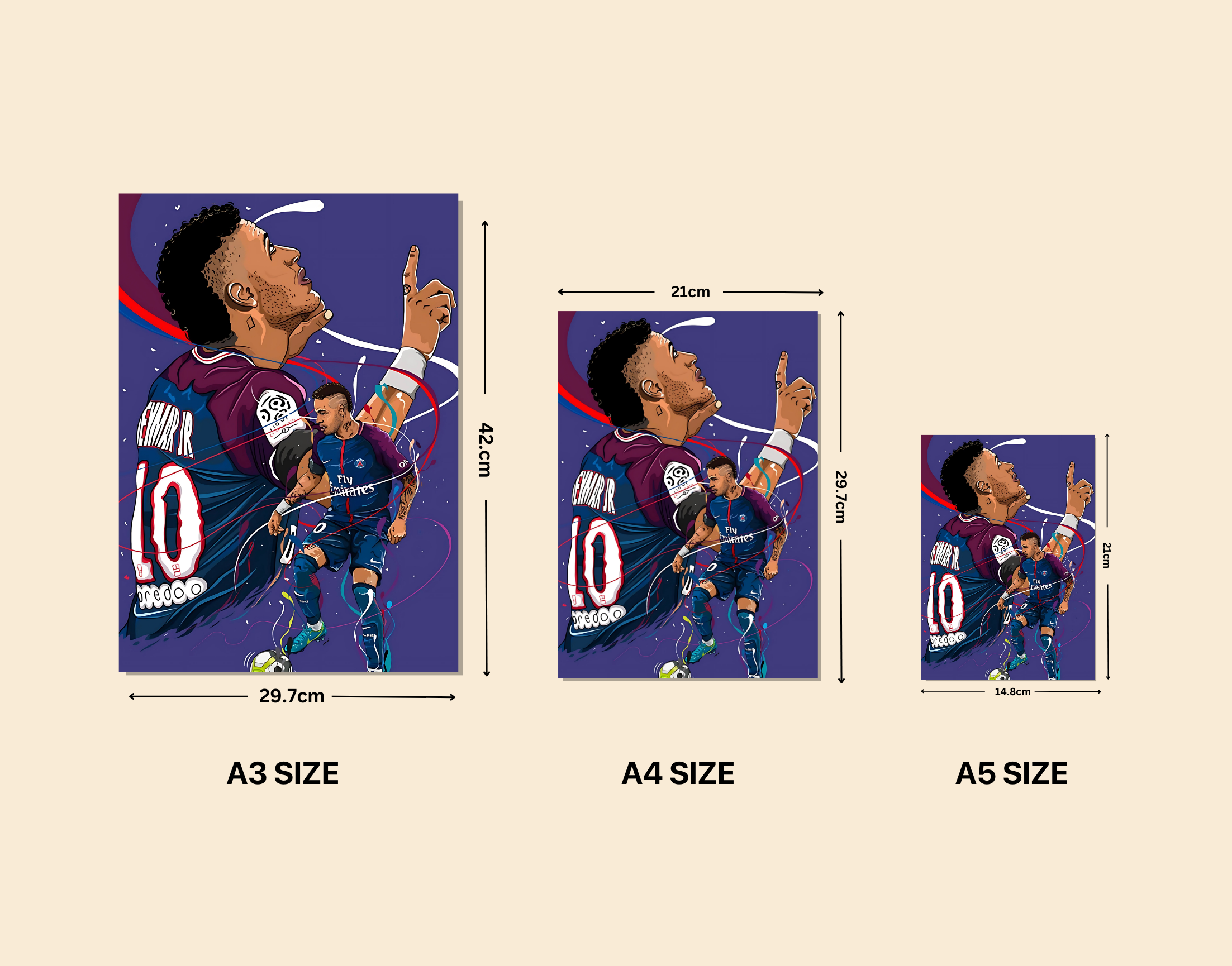 "Neymar JR: PSG 10"- Shiny & Sturdy Metallic Poster Art That Pops & Sticks