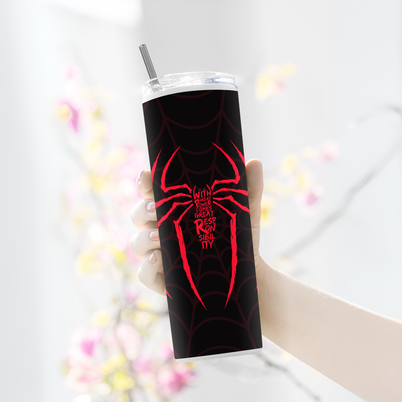 "WITH GREAT POWER, GREAT RESPONSIBILITY" Tumbler with Metal Straw