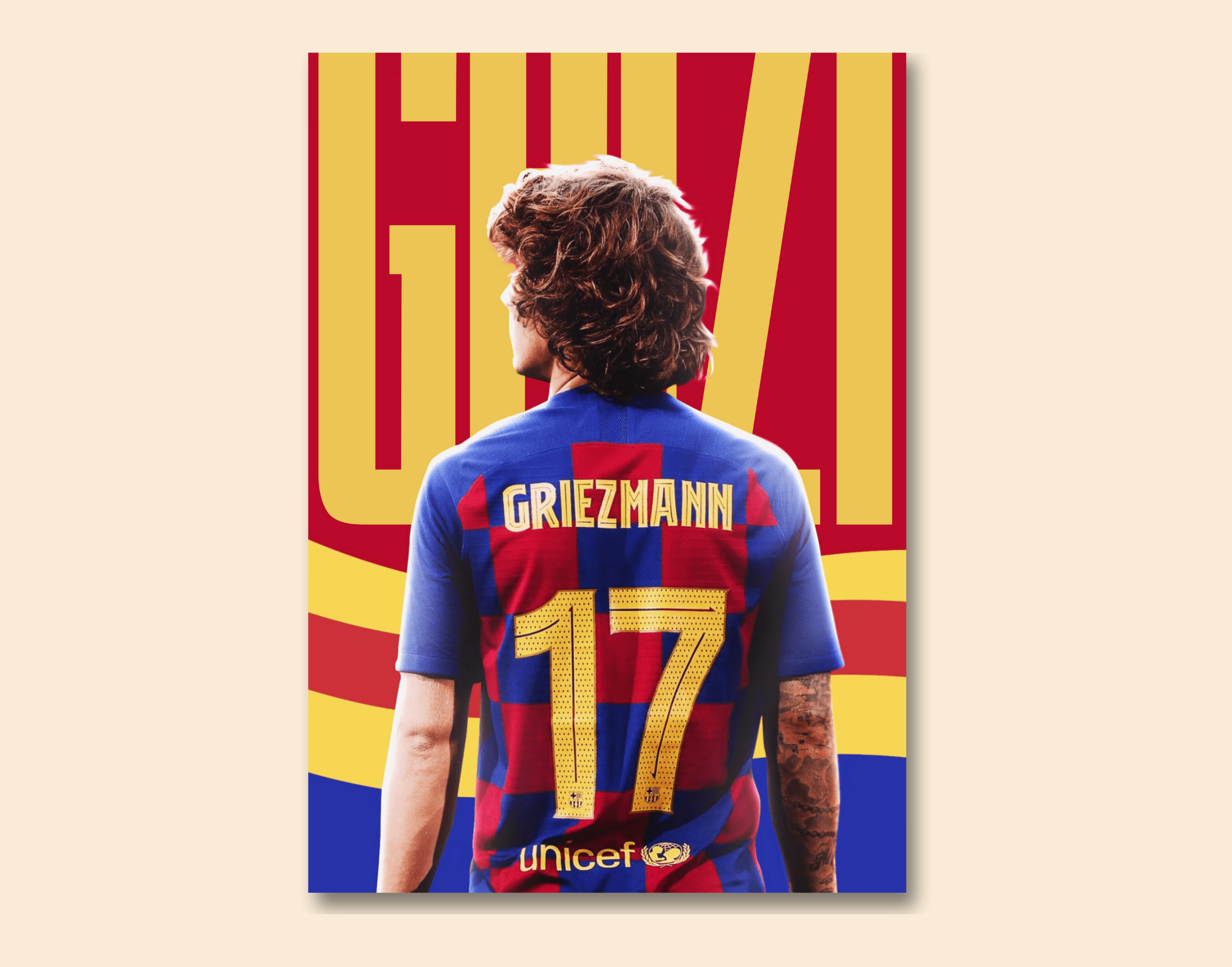 "Antoine Griezmann: Barcelona 17"- Shiny & Sturdy Metallic Poster Art That Pops & Sticks