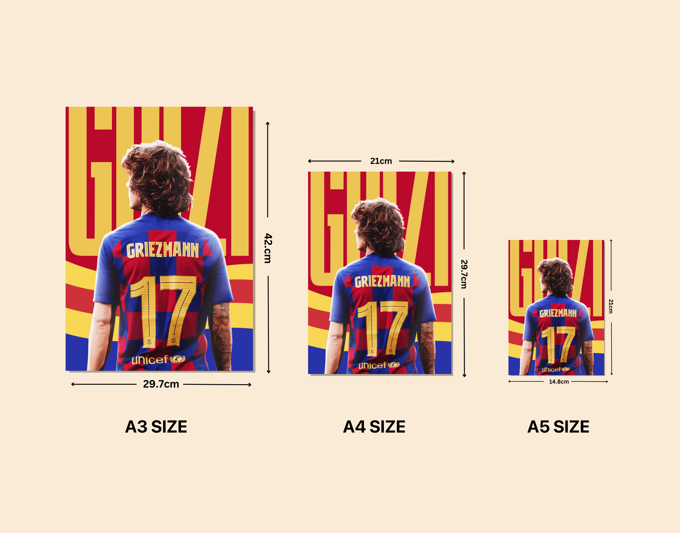 "Antoine Griezmann: Barcelona 17"- Shiny & Sturdy Metallic Poster Art That Pops & Sticks