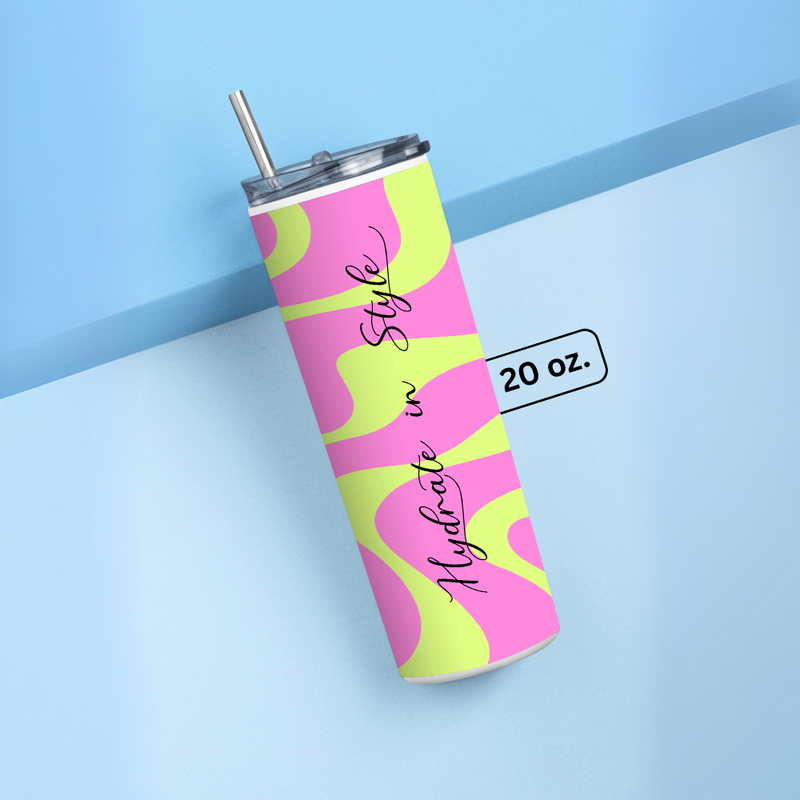 "HYDRATE IN STYLE GEN-Z" Tumbler with Metal Straw