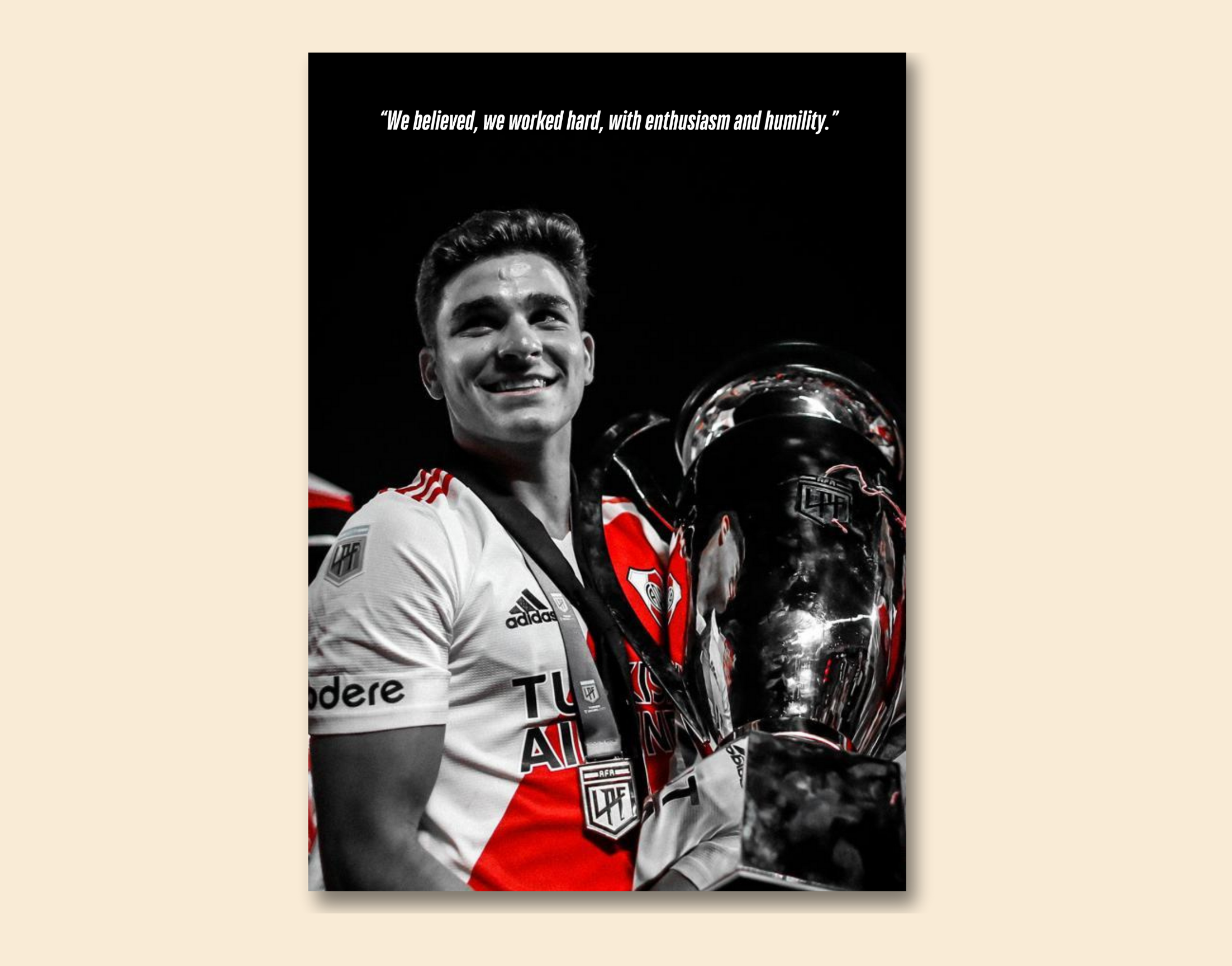 "Julián Alvarez: Argentina FB"- Shiny & Sturdy Metallic Poster Art That Pops & Sticks