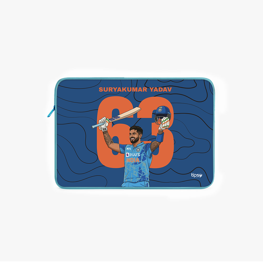 "SURYAKUMAR YADAV - CRICKET FANDOM" -Laptop Sleeves:Bold Modern Design for Every Size
