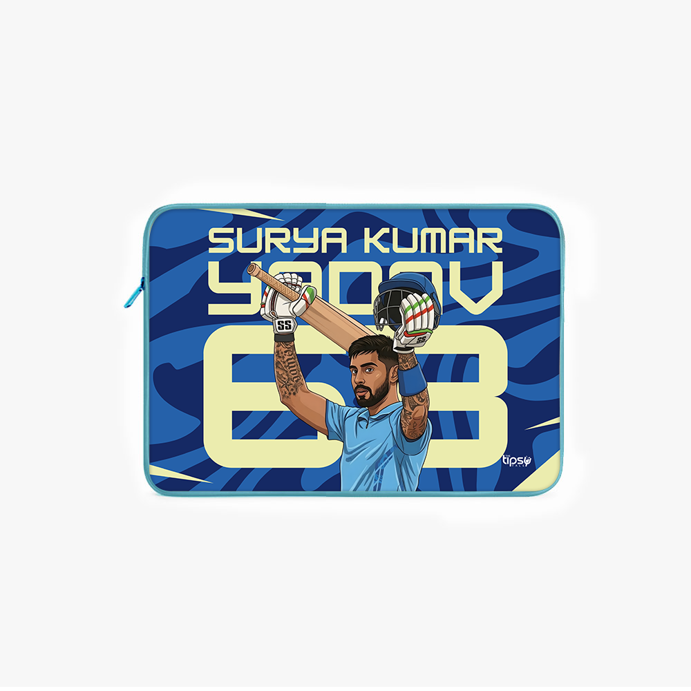 "SURYAKUMAR YADAV 63 - CRICKET FANBASE" -Laptop Sleeves:Bold Modern Design for Every Size