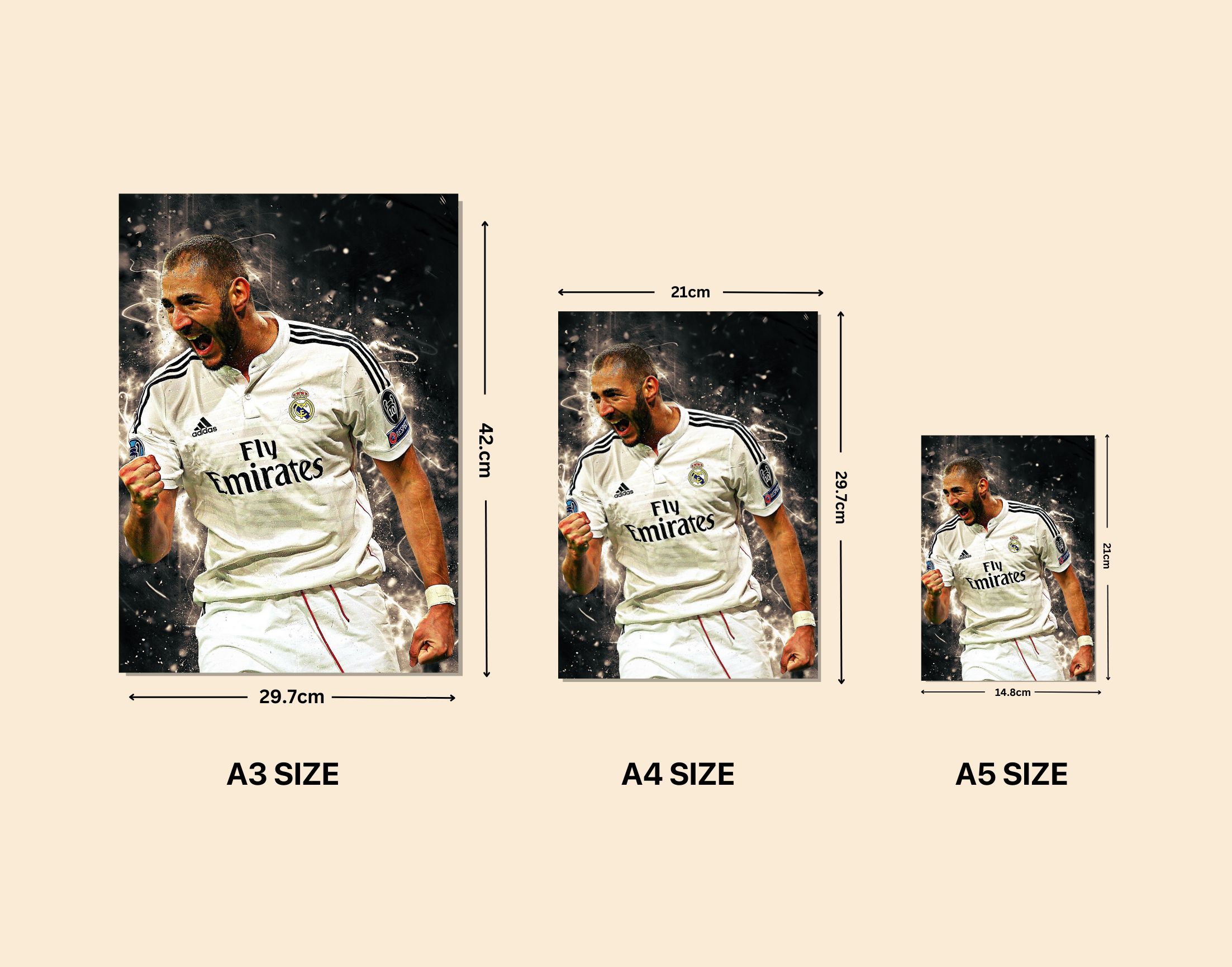 "Karim Benzema: Real Madrid"- Shiny & Sturdy Metallic Poster Art That Pops & Sticks