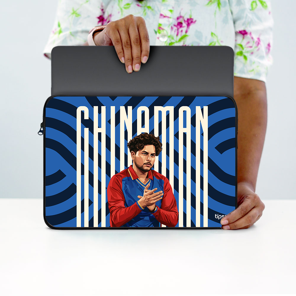 "KULDEEP YADAV - CRICKET FANBASE" -Laptop Sleeves:Bold Modern Design for Every Size
