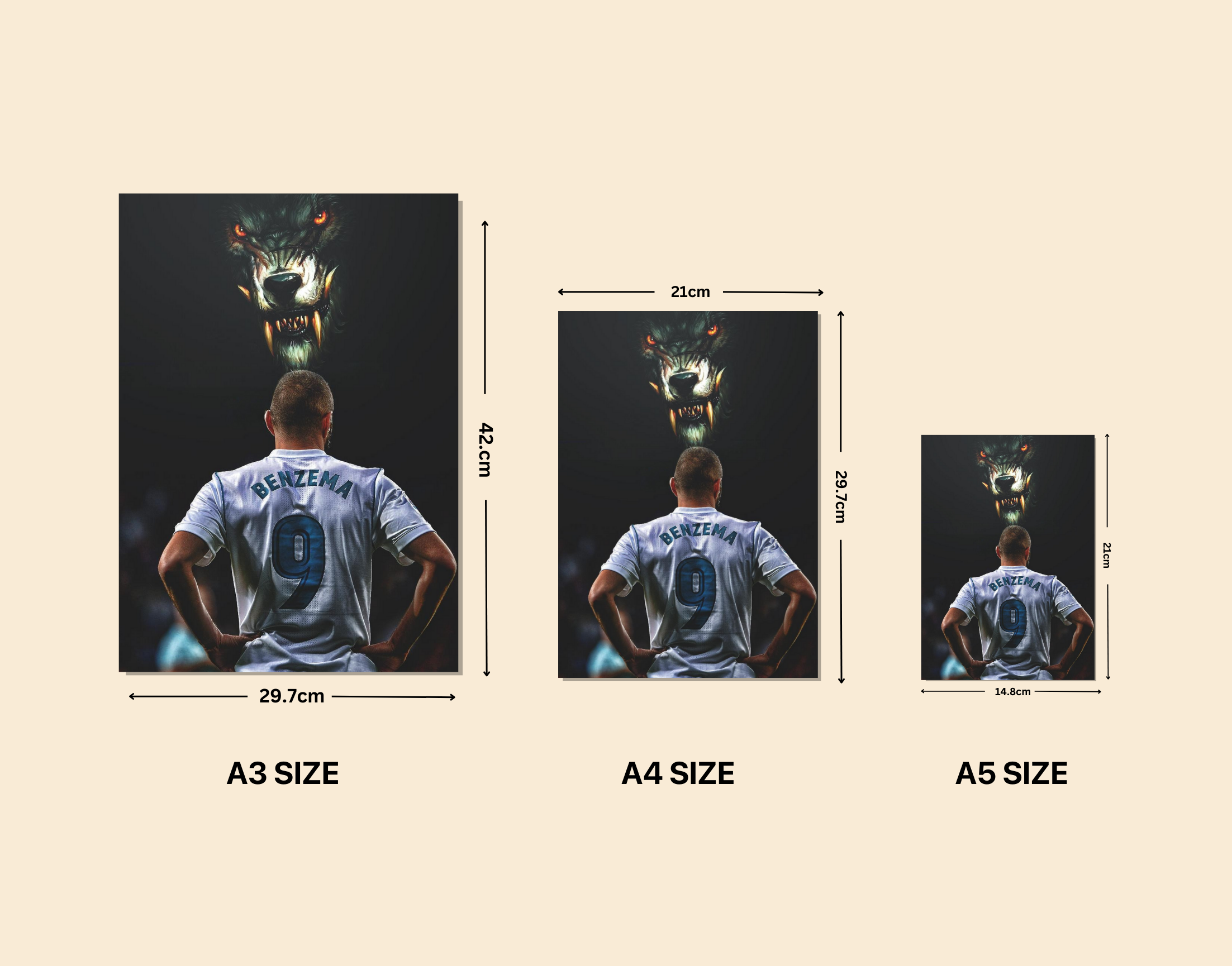 "Karim Benzema: 9"- Shiny & Sturdy Metallic Poster Art That Pops & Sticks