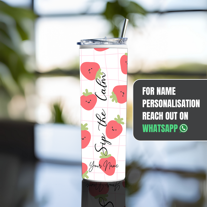 "CUTE STRAWBERRIES " Tumbler with Metal Straw