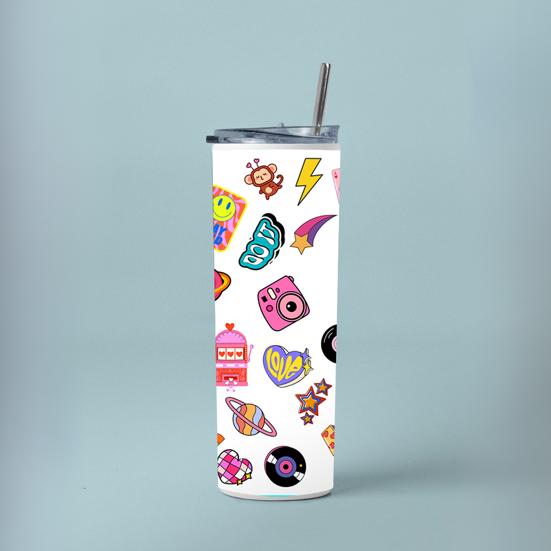 "GEN-Z & MILLENNIALS STICKERS" Tumbler with Metal Straw