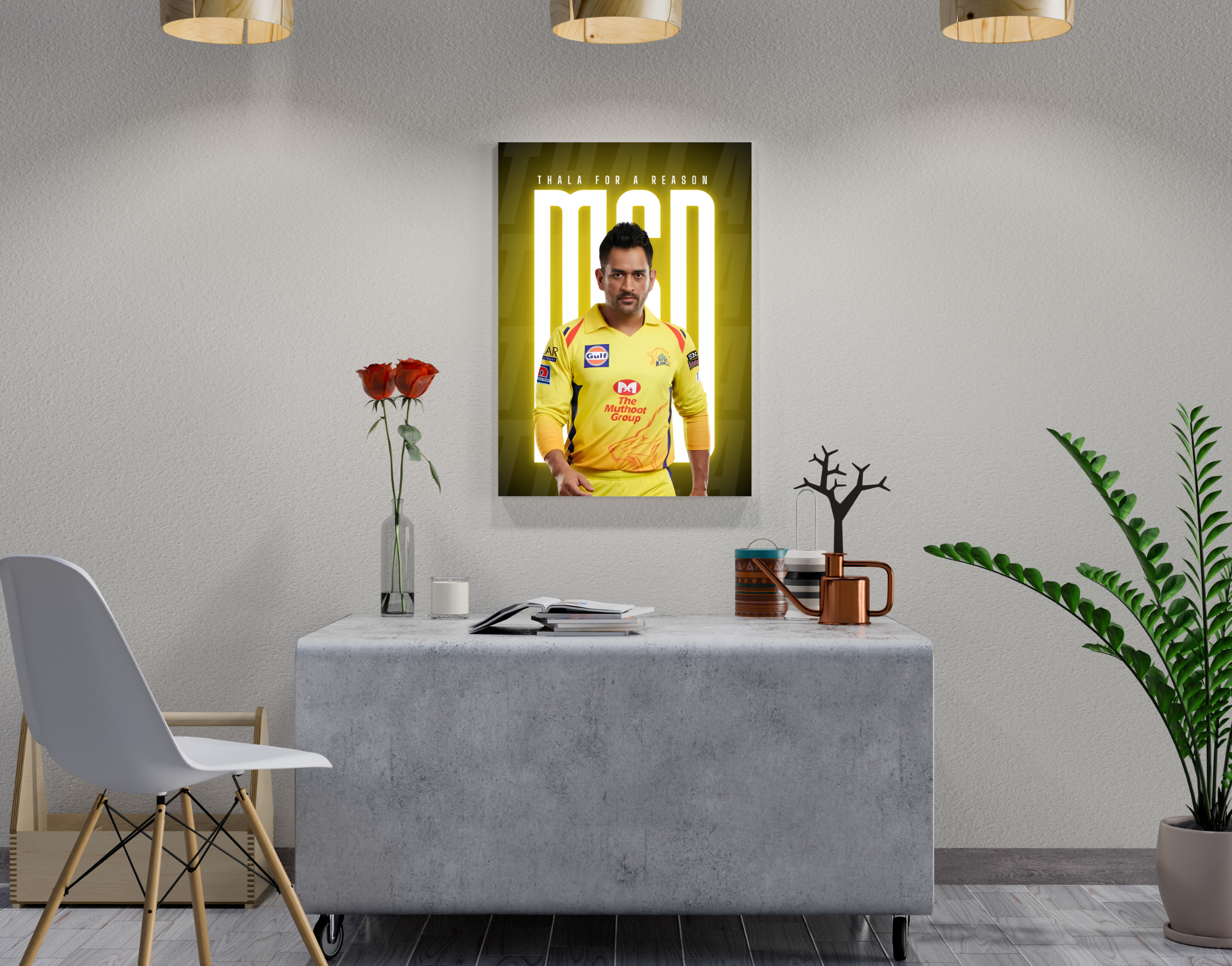 "Thala For A Reason: MS Dhoni"- Shiny & Sturdy Metallic Poster Art That Pops & Sticks