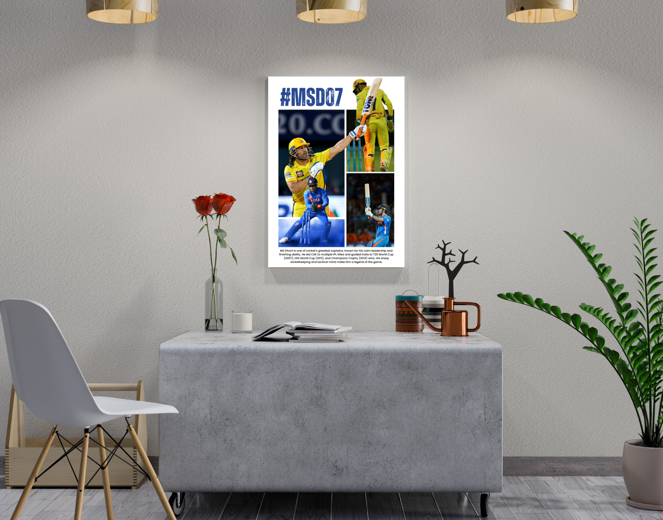 "CAPTAIN COOL: MS Dhoni #7"- Shiny & Sturdy Metallic Poster Art That Pops & Sticks