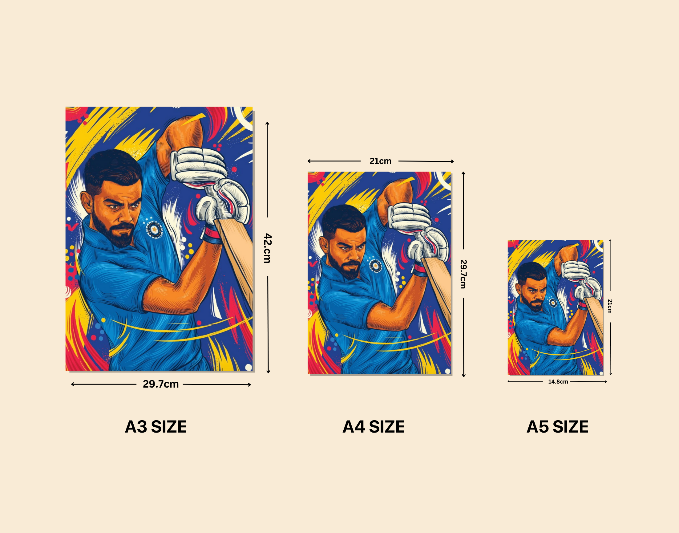 "Captain Fearless: Viratt Kholi #18"- Shiny & Sturdy Metallic Poster Art That Pops & Sticks