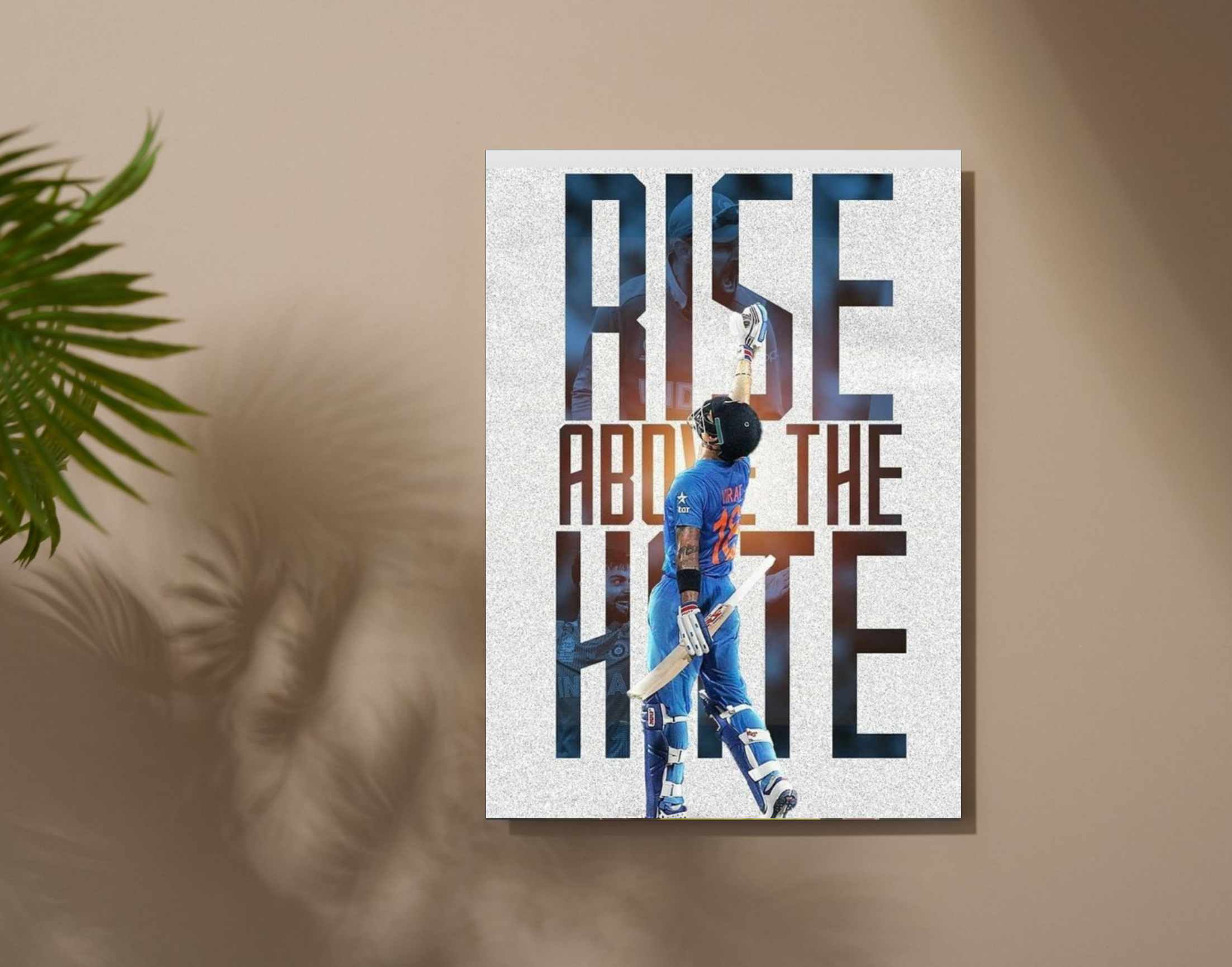 "RISE ABOVE THE HATE: Virat Kholi"- Shiny & Sturdy Metallic Poster Art That Pops & Sticks